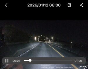 ドラレコ Mio802WD フロントカメラ映像スクリーンショット