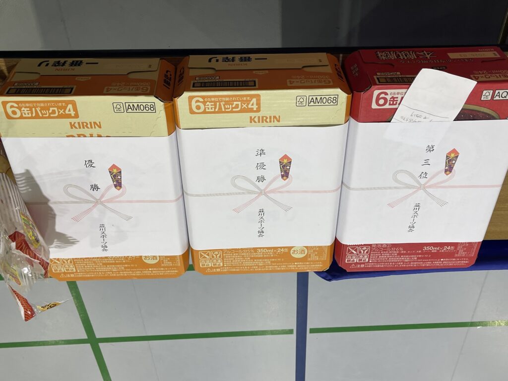 韮川卓球大会　賞品は生ビール１箱