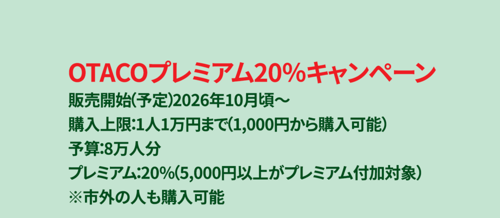 OTACOキャンペーン20％ 2026年6月議会