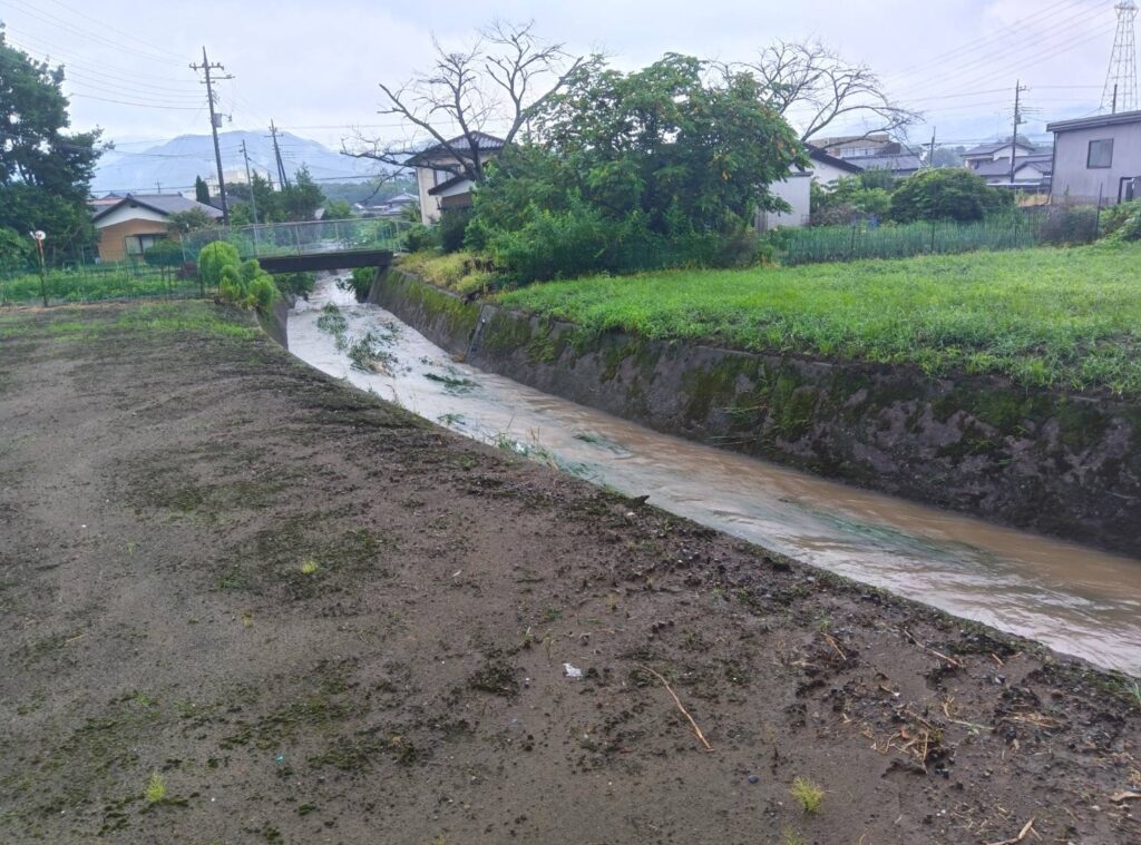 吉澤町 土砂災害特別警戒区域(土石流)に指定されている新堀沢 2026年7月17日豪雨の翌朝