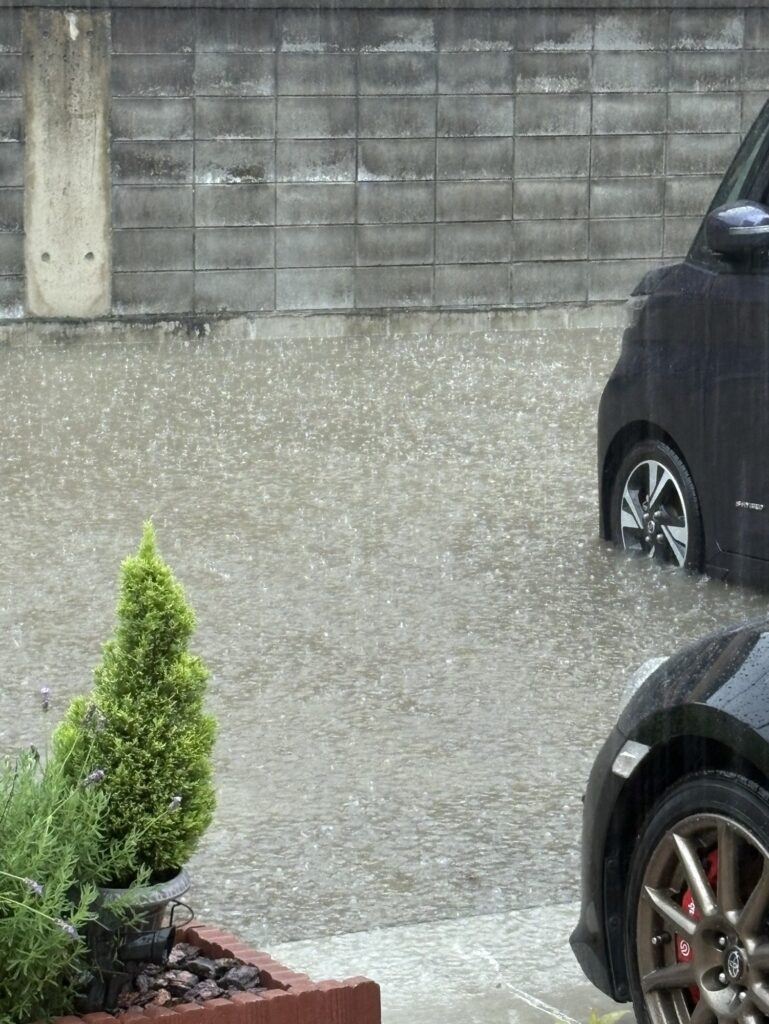 大雨冠水 台之郷町 市営韮川団地南 2026年7月17日