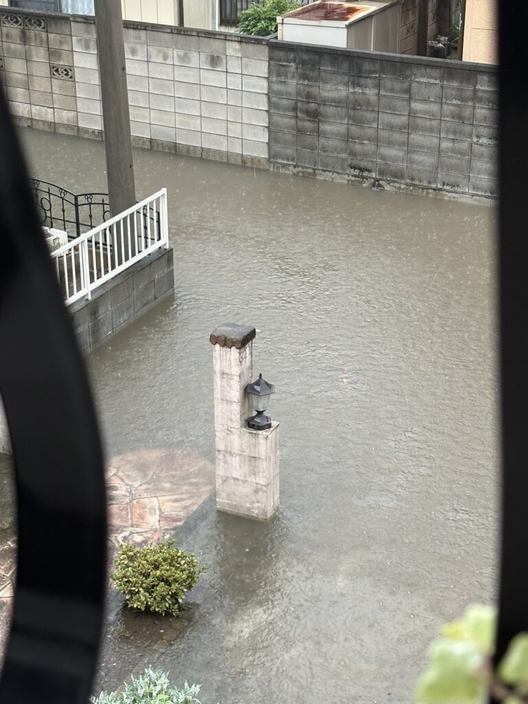 大雨冠水 台之郷町 市営韮川団地南 2026年7月17日