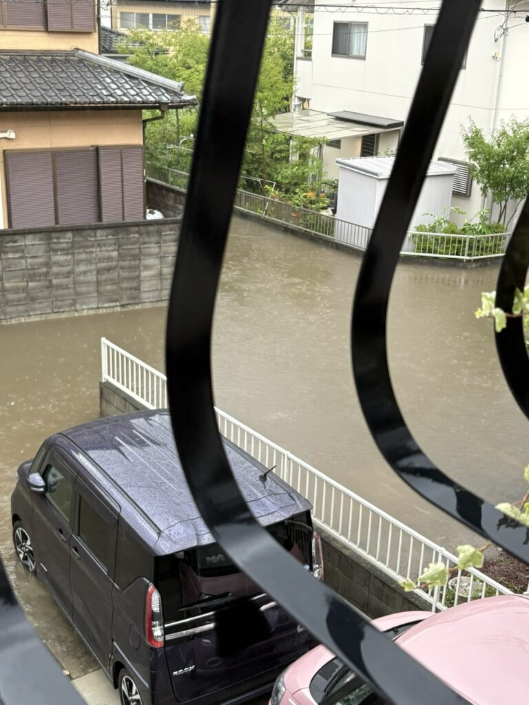 大雨冠水 台之郷町 市営韮川団地南 2026年7月17日